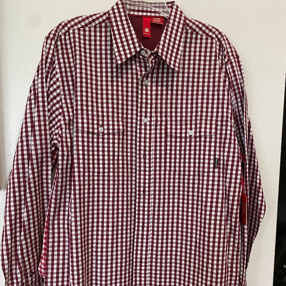 Element Men's Burgundy Check Button Down Shirt L NWT